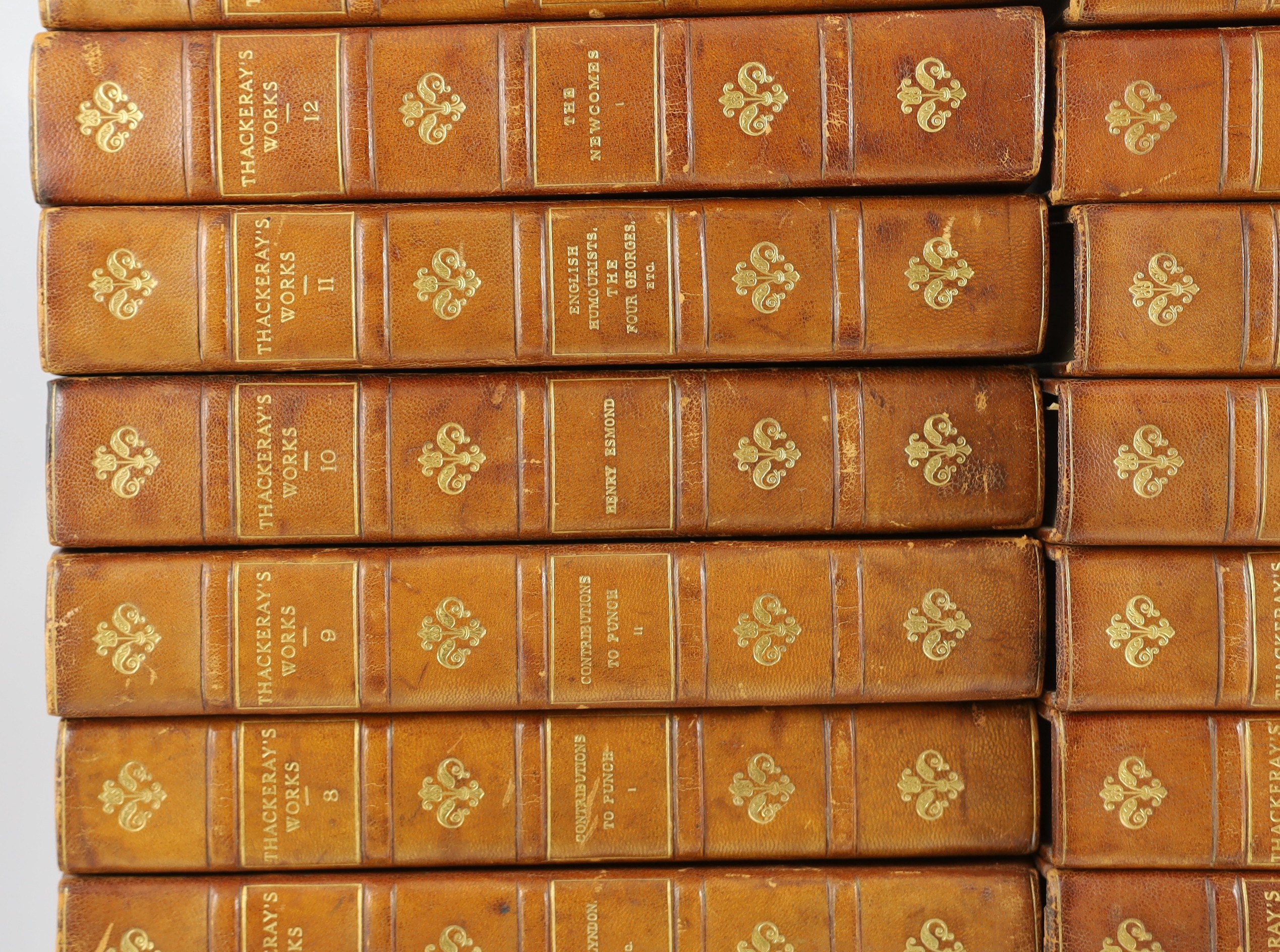 Thackeray, William Makepeace - The Centenary Biographical Edition, 26 vols. with biographical introductions by his daughter, Lady Ritchie. num. engraved plates and text illus.; earlier 20th century gilt ruled half morocc